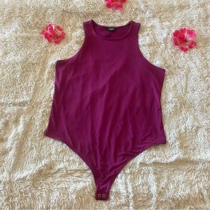 Express Magenta Silky High Neck Thong Sleeveless Women's Bodycon Bodysuit